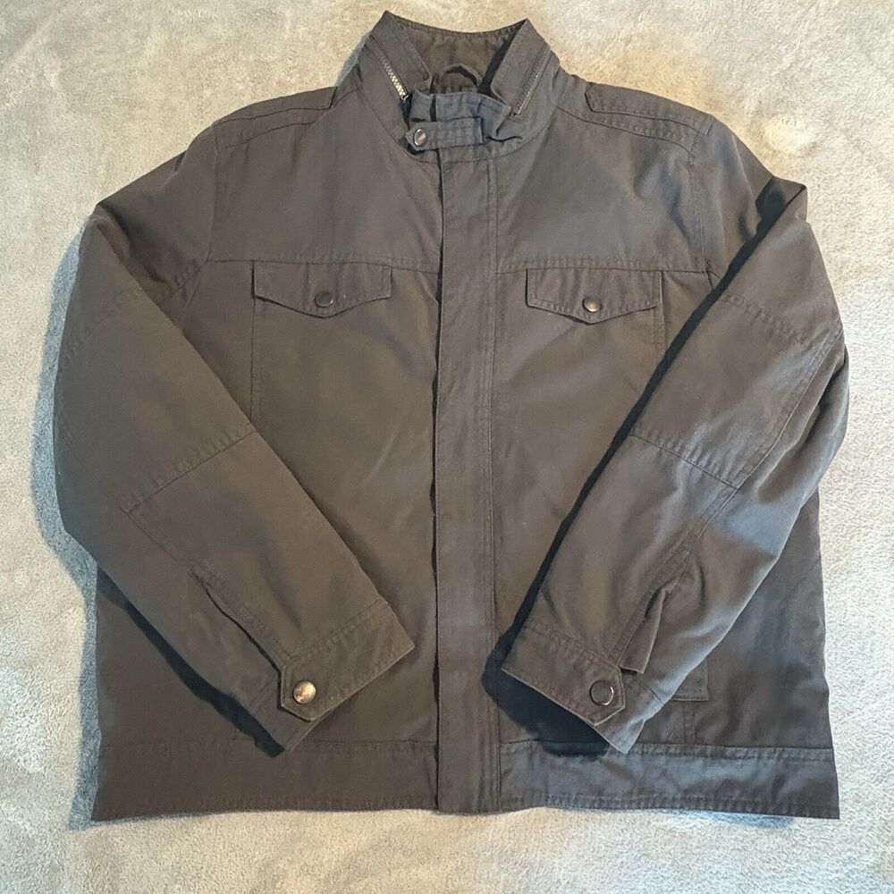 Vintage Kenneth Cole New York Mens Bomber Jacket Large Brown Full Zip Military